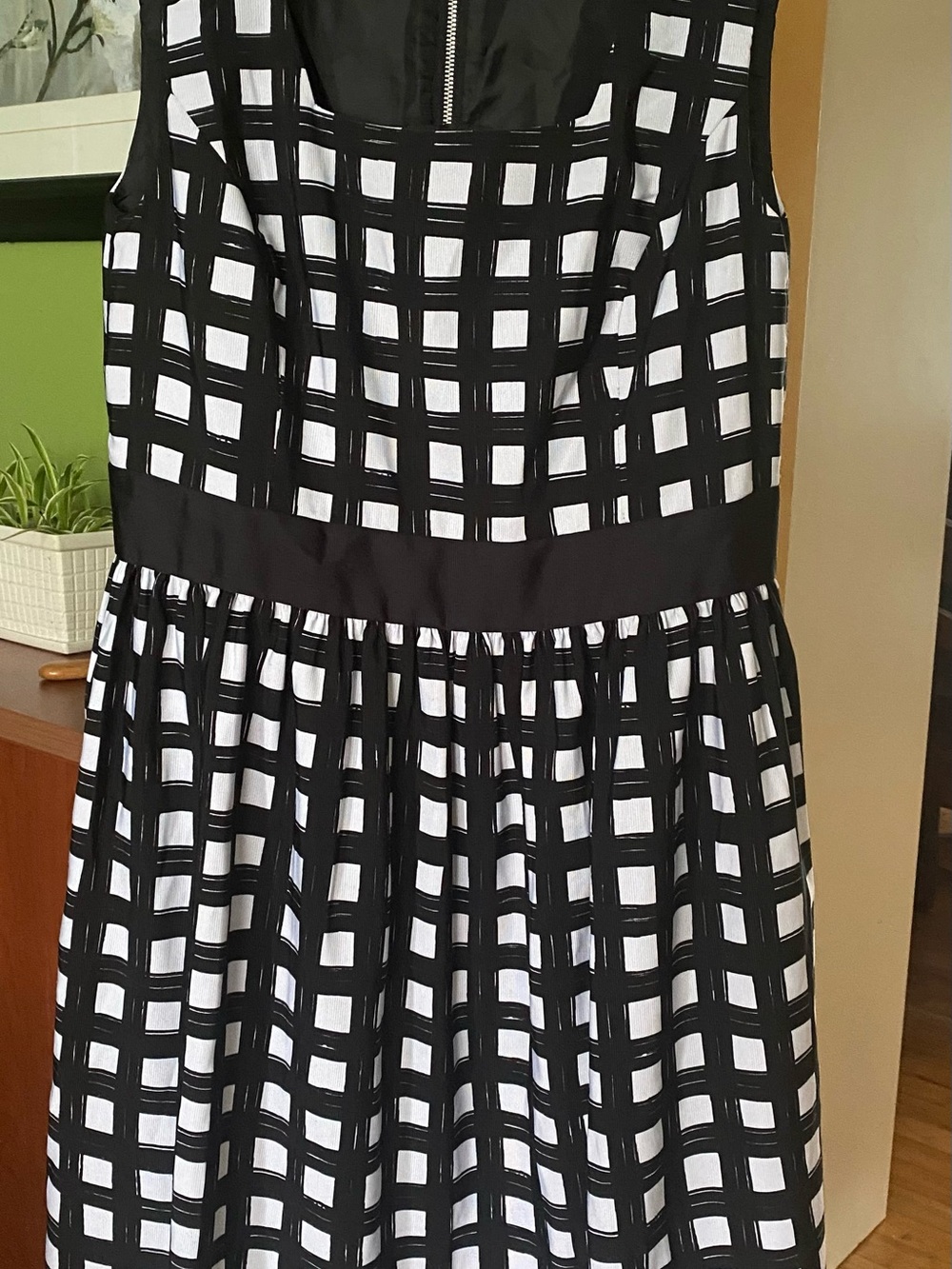 Cleo Black and White Grid Fit & Flare Dress